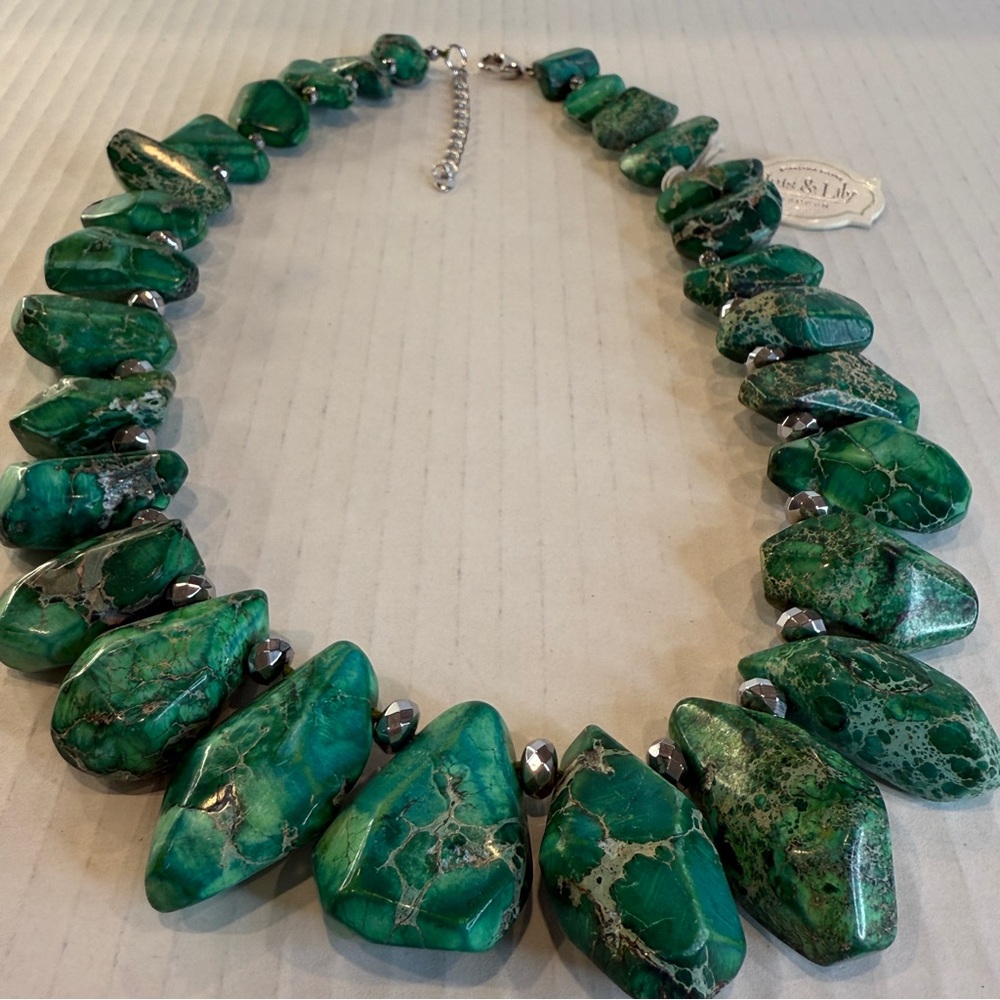 🆕 💚 King Jasper Goddess Necklace – Iris & Lily London – Sterling Silver 💚 - Picture 2 of 16